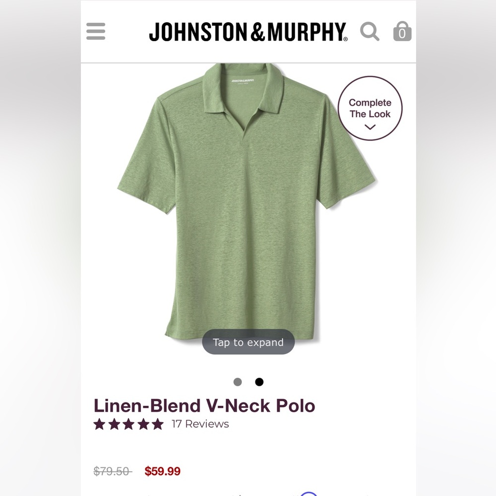 NWOT Johnston and Murphy polo shirt, RECENT